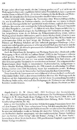 Graf, Angela :: J. H. W. Dietz, 1843 - 1922, Verleger der Sozialdemokratie, mit einem Nachwort von Horst Heidermann ..., (Forschungsinstitut der Friedrich-Ebert-Stiftung, Reihe Politik und Gesellschaftsgeschichte, 50) : Bonn, Dietz, 1998