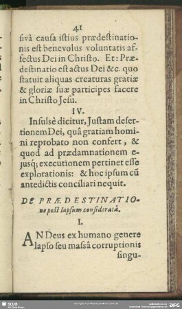 De Praedestinatione post lapsum considerata