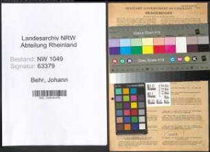 Entnazifizierung Johann Behr , geb. 21.09.1909 (Wachtmeister)