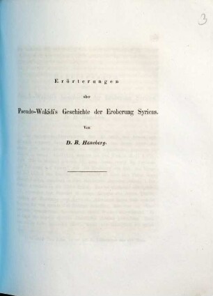 Erörterungen über Pseudo-Wakidi's Geschichte der Eroberung Syriens