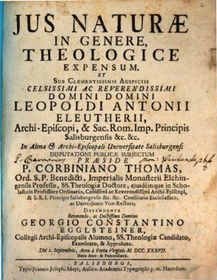 Ius naturae in genere, theologice expensum