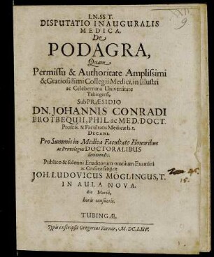Disputatio Inauguralis Medica, De Podagra