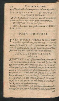 Cap. I. De Substantia In Genere.