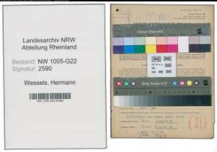 Entnazifizierung Hermann Wessels , geb. 23.04.1897 (Baecker)