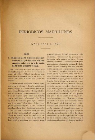 Apuntes para un catálogo de periódicos madrileños desde el año 1661 al 1870