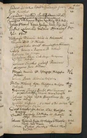 Sommerhalbjahr 1676. Rektorat Ludwig Herzog von Württemberg (Prorektor: Johann(es) Grave/Gravius)
