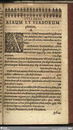 Syllabus Rerum Et Verborum