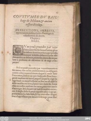 Covstvmes Dv Bailliage de Meleun & ancien ressort d'iceluy.