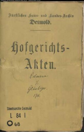 Ostmann zu Währentrup gegen Gläubiger - Schuldforderung