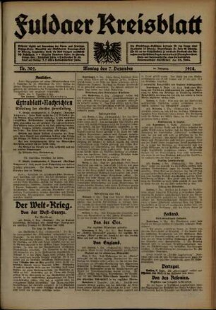 Ausgabe vom Montag, den 07. Dezember 1914.