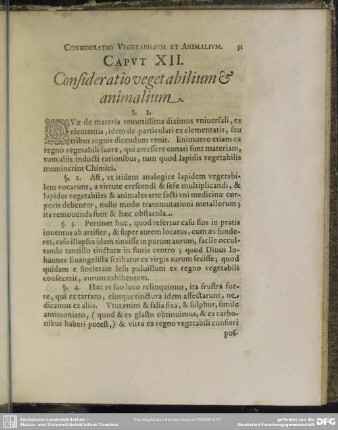 Caput XII. Consideratio vegetabilium & animalium