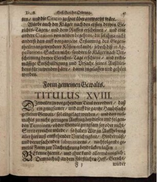 Form gemeinen Gewalts. Titulus XVIII.