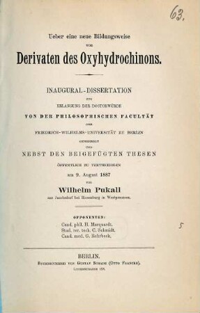 Ueber eine neue Bildungsweise von Derivaten des Oxyhydrochinons