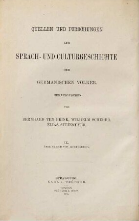 Über Ulrich von Lichtenstein : historische und litterarische Untersuchungen