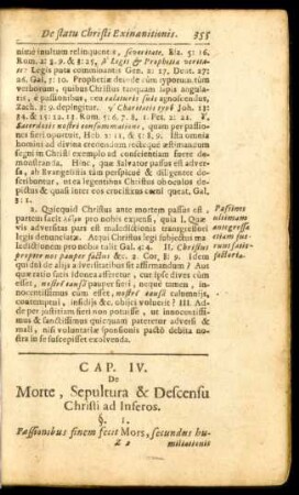 Cap. IV. De Morte, Sepultura & Descensu Christi ad Inferos.