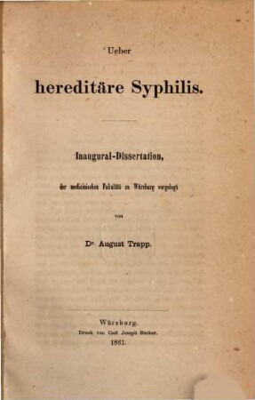 Ueber hereditäre Syphilis