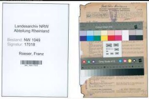 Entnazifizierung Franz Roeser , geb. 19.05.1899 (Lehrer)
