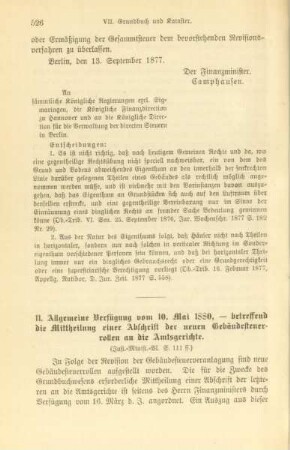 11. Allgemeine Verfügung vom 10. Mai 1880