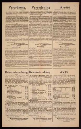 "Verordnung betreffend den Ausmahlungsgrad." und "Bekanntmachung" über die Festsetzung von Höchstpreisen für Brot und Getreide (Z.E.K. 2206/17 Nr. 940, Z.E.K. 2288/17. Nr. 943)