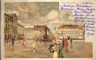 Postkartenalbum. "Karlsruhe - Marktplatz". Marktplatz