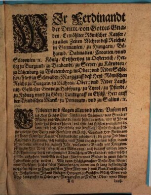 Abdruck der general Amnistia, wie selbe von der Röm. Kays. May. ... zu Regensburg beschlossen worden