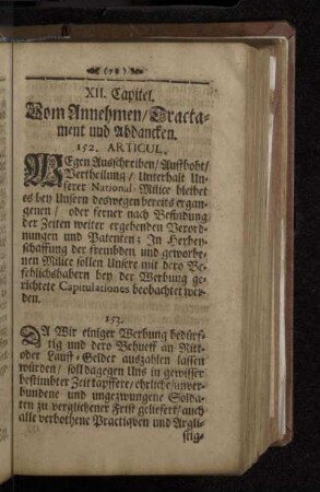 XII. Capitel. Vom Annehmen/ Tractament und Abdancken.