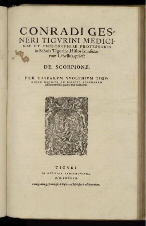 Conradi Gesneri Tigurini Medici.