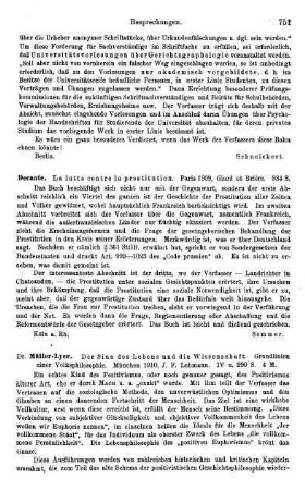 751, Decante. La lutte contre la prostitution. 1909