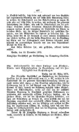 Erfordernisse bei einer Umlage von Kirchen-, Pfarr- und Schulabgaben in Beziehung auf die Zulässigkeit des Rechtsweges : [IV Elementarschulwesen]