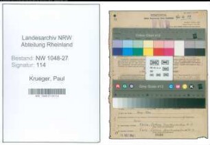 Entnazifizierung Paul Krueger , geb. 19.06.1900 (Versicherungsangestellter)
