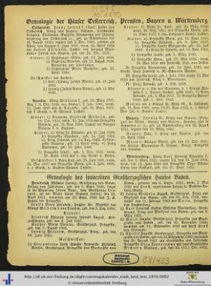 Genealogie der Häuser Oesterreich, Preußen, Bayern u. Württemberg.
