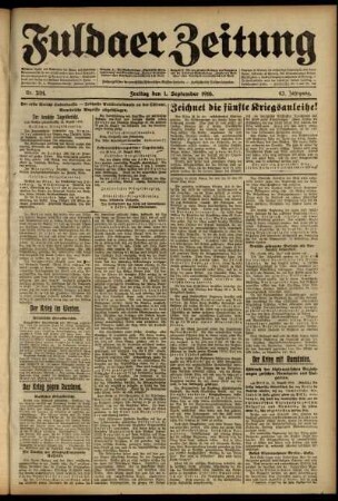 Erste Ausgabe vom Freitag, den 01. September 1916.