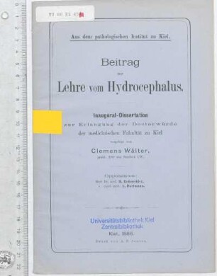 Beitrag zur Lehre vom Hydrocephalus