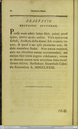 Praefatio Editionis Secundae