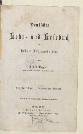 Theil 3, [Schülerband]: Vorschule der Aesthetik : als Einleitung in die Literaturkunde