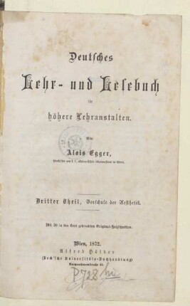 Theil 3, [Schülerband]: Vorschule der Aesthetik : als Einleitung in die Literaturkunde