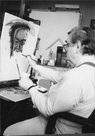 Peter Schermuly malt ein Portrait