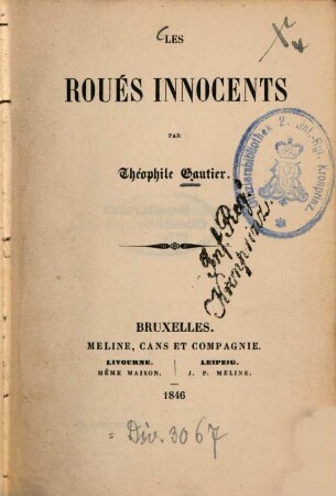 Les roués innocents : Par Théophile Gautier