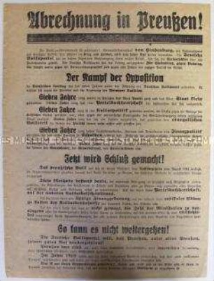 Propagandaflugblatt der Deutschen Volkspartei zur preußischen Landtagswahl 1932