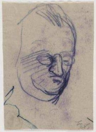 [o.T.]. Männerkopf mit Brille