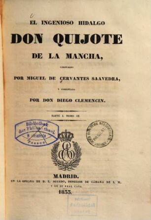 El ingenioso hidalgo Don Quijote de LaMancha, 3 = Parte 1