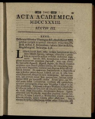 Sectio III. [D. XXVIII. Febr.]