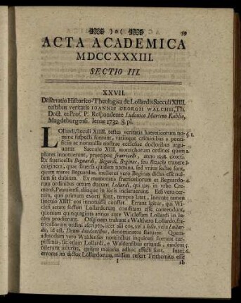 Sectio III. [D. XXVIII. Febr.]