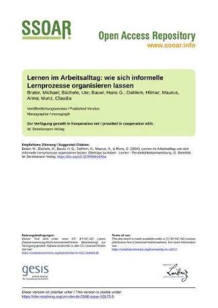 Lernen im Arbeitsalltag: wie sich informelle Lernprozesse organisieren lassen