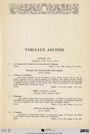 Tableaux Anciens (Nr. 1-11)