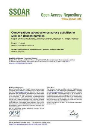Conversations about science across activities in Mexican-descent families