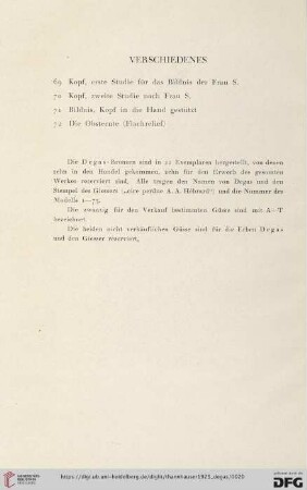 Verscheidenes (Nr. 69- 72)