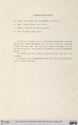Verscheidenes (Nr. 69- 72)