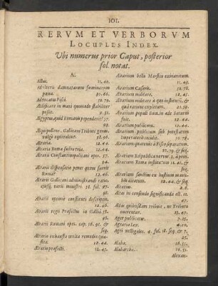 Rerum Et Verborum Locuples Index.