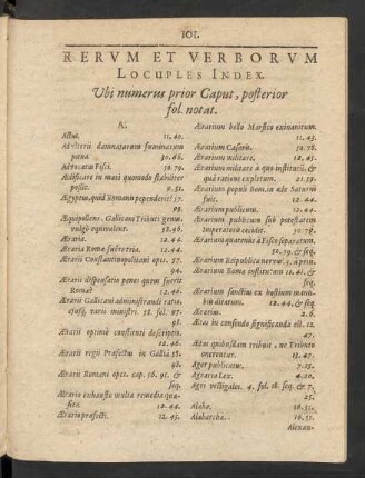 Rerum Et Verborum Locuples Index.